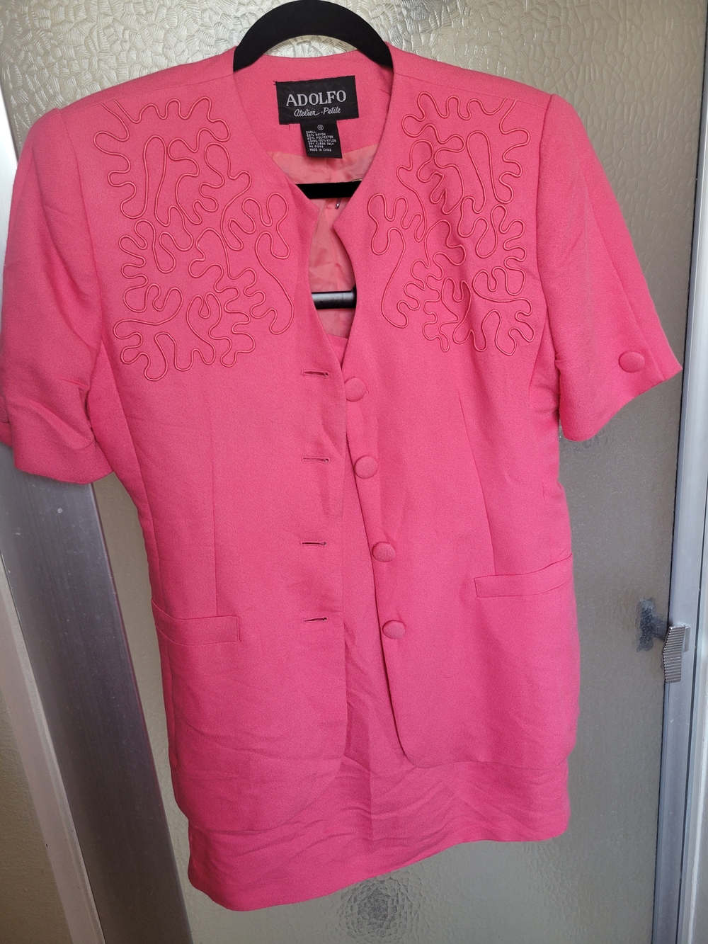 Adolfo Pink Short-Sleeve Button Front Shirt